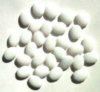 30 12mm Opaque White Flat Oval Beads